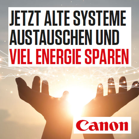 Energiesparpotential von Canon Großformatdruckern in Verbindung mit Canon Medien